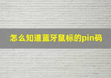 怎么知道蓝牙鼠标的pin码