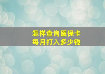 怎样查询医保卡每月打入多少钱