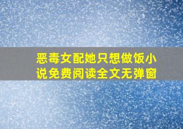 恶毒女配她只想做饭小说免费阅读全文无弹窗