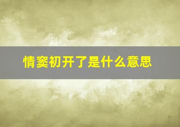 情窦初开了是什么意思