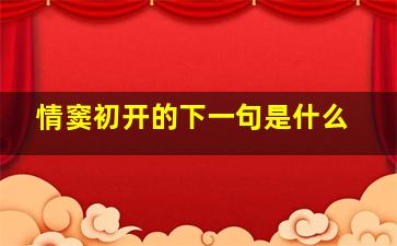 情窦初开的下一句是什么