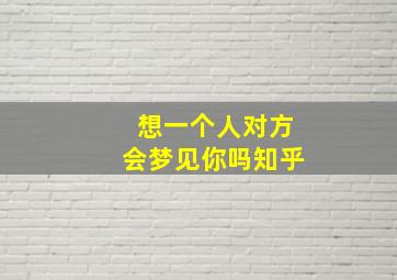 想一个人对方会梦见你吗知乎