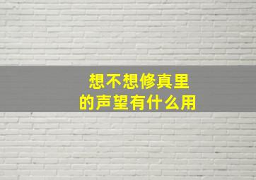 想不想修真里的声望有什么用