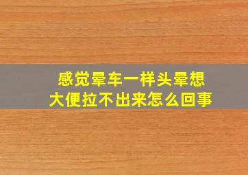 感觉晕车一样头晕想大便拉不出来怎么回事