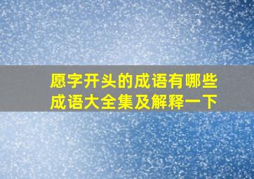 愿字开头的成语有哪些成语大全集及解释一下