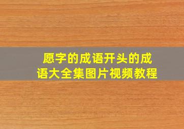 愿字的成语开头的成语大全集图片视频教程