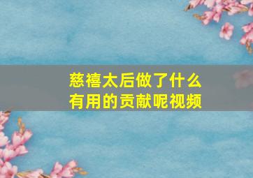 慈禧太后做了什么有用的贡献呢视频