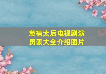 慈禧太后电视剧演员表大全介绍图片