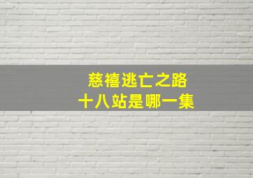 慈禧逃亡之路十八站是哪一集