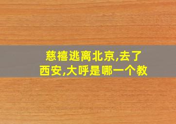 慈禧逃离北京,去了西安,大呼是哪一个教