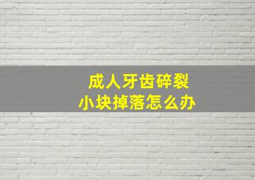 成人牙齿碎裂小块掉落怎么办