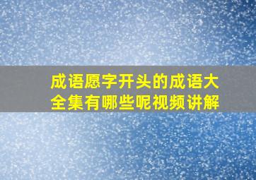 成语愿字开头的成语大全集有哪些呢视频讲解