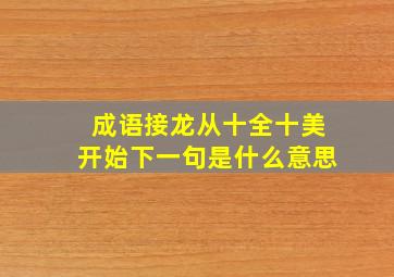 成语接龙从十全十美开始下一句是什么意思