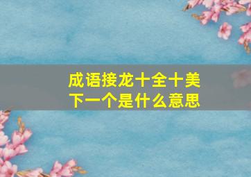 成语接龙十全十美下一个是什么意思