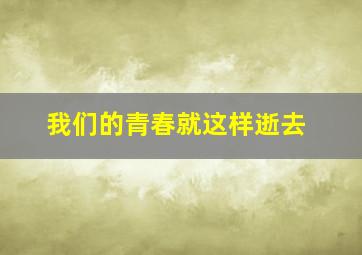 我们的青春就这样逝去