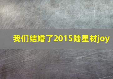 我们结婚了2015陆星材joy