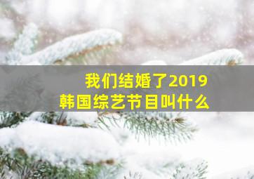 我们结婚了2019韩国综艺节目叫什么