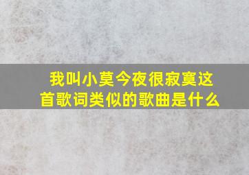 我叫小莫今夜很寂寞这首歌词类似的歌曲是什么