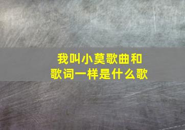 我叫小莫歌曲和歌词一样是什么歌