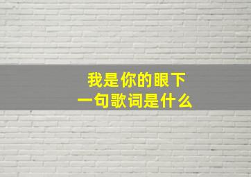 我是你的眼下一句歌词是什么