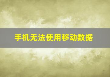 手机无法使用移动数据