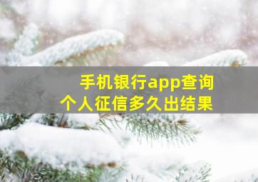 手机银行app查询个人征信多久出结果