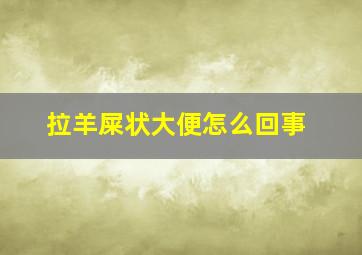 拉羊屎状大便怎么回事