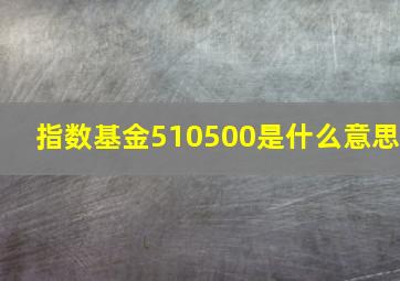 指数基金510500是什么意思