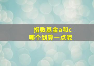 指数基金a和c哪个划算一点呢