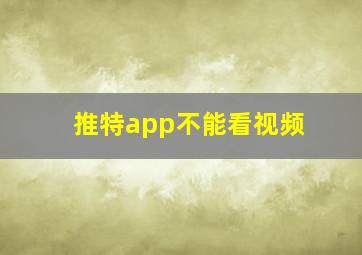 推特app不能看视频