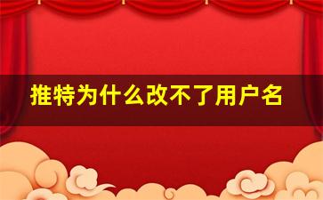 推特为什么改不了用户名