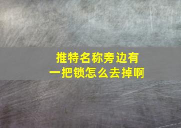 推特名称旁边有一把锁怎么去掉啊