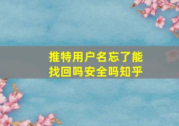 推特用户名忘了能找回吗安全吗知乎