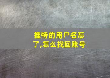 推特的用户名忘了,怎么找回账号