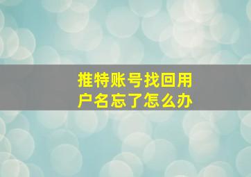 推特账号找回用户名忘了怎么办