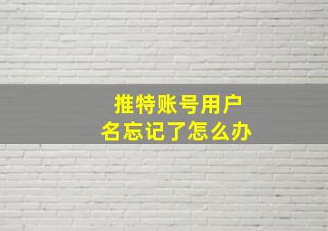 推特账号用户名忘记了怎么办