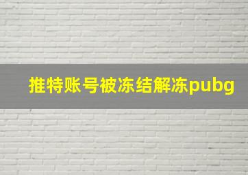 推特账号被冻结解冻pubg