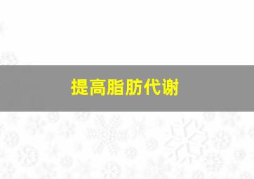 提高脂肪代谢