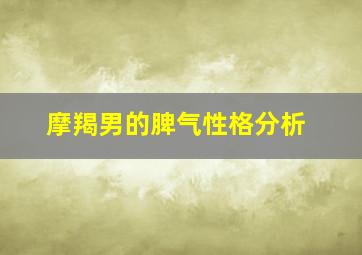 摩羯男的脾气性格分析