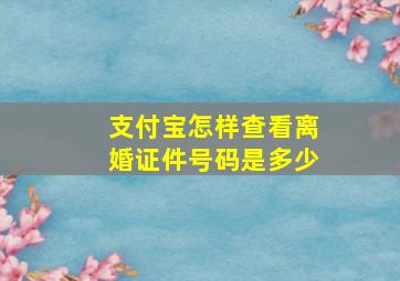 支付宝怎样查看离婚证件号码是多少