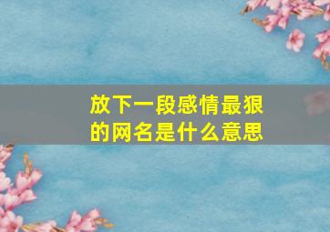 放下一段感情最狠的网名是什么意思