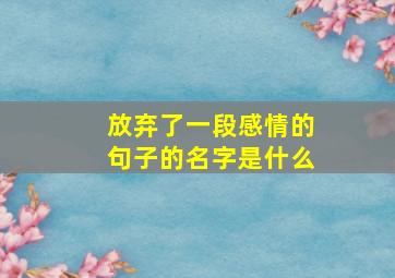 放弃了一段感情的句子的名字是什么