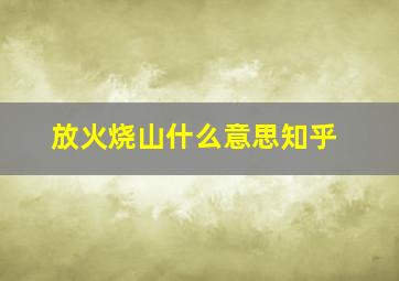 放火烧山什么意思知乎