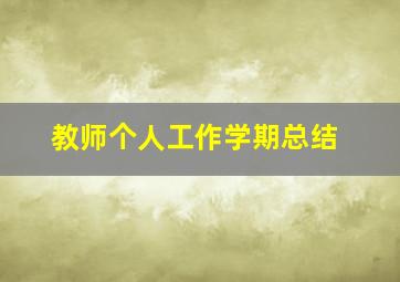 教师个人工作学期总结