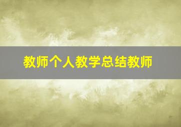 教师个人教学总结教师