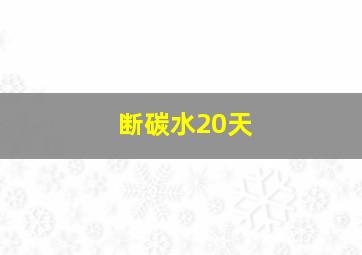 断碳水20天