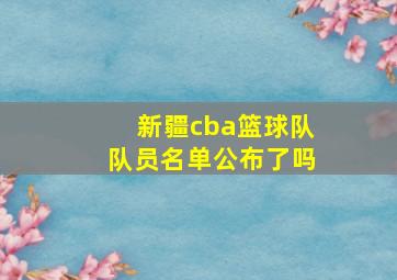 新疆cba篮球队队员名单公布了吗