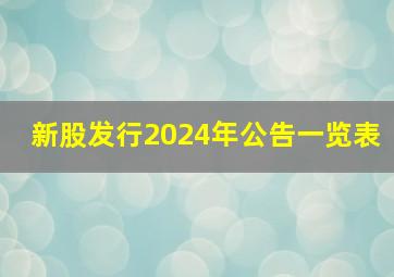 新股发行2024年公告一览表