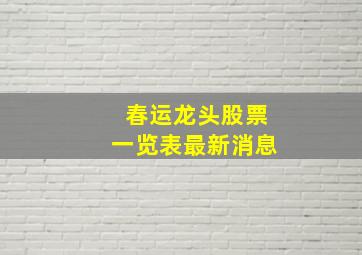 春运龙头股票一览表最新消息