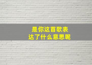 是你这首歌表达了什么意思呢